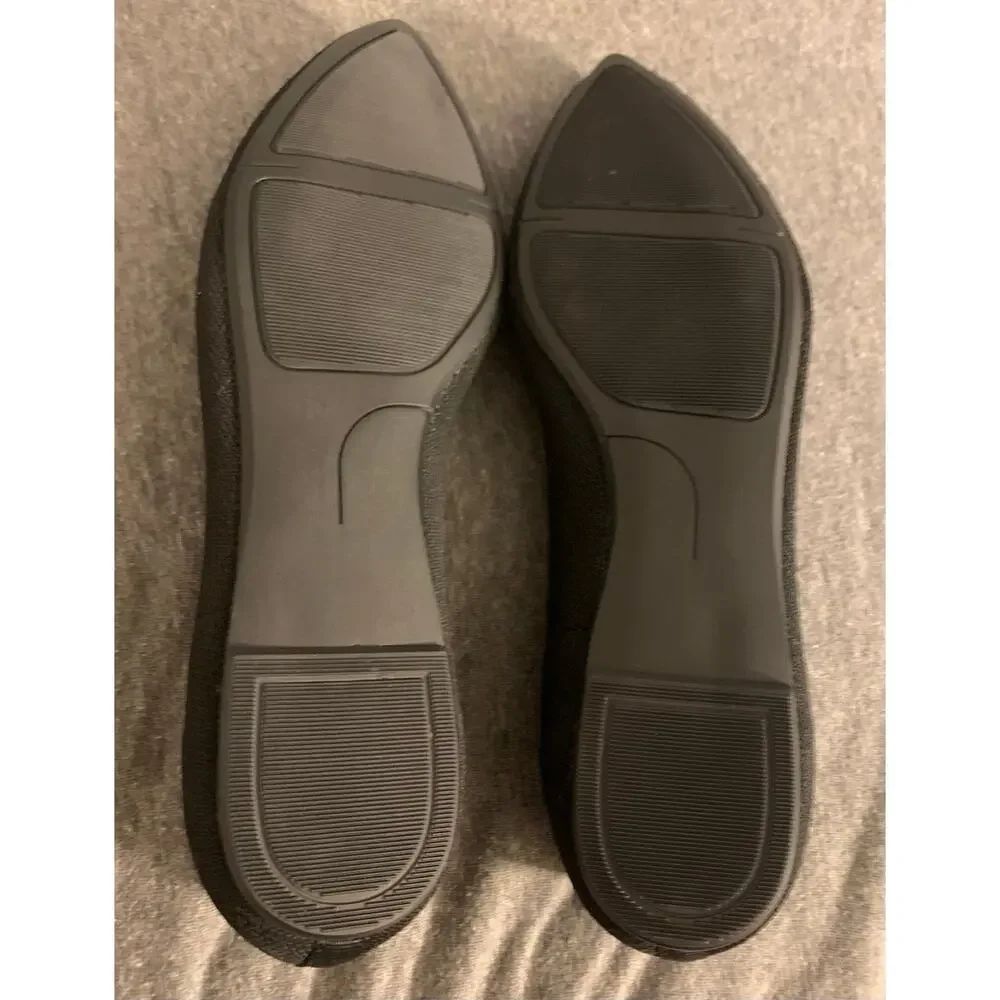 Breifola Black Fabric Pointed Ballet Flats Shoe Size 10